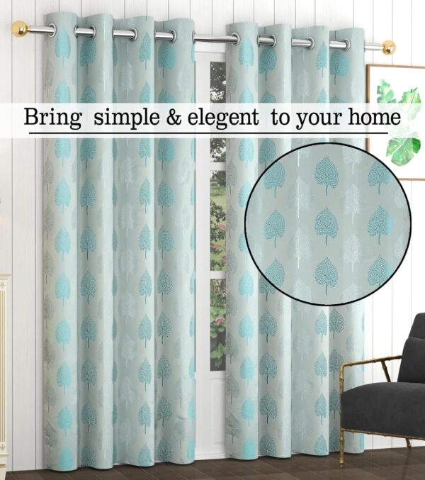 Elegant Aqua Betel Leaf Curtains for Home | 8 Feet Semi Blackout Design - Image 6