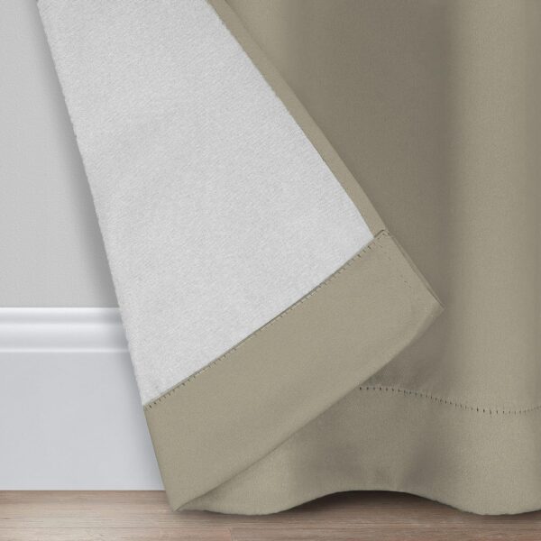 Heavy Polyester Blackout Curtains Set: Insulated Noise-Reducing 7FT Sand Beige Drapes - Image 4