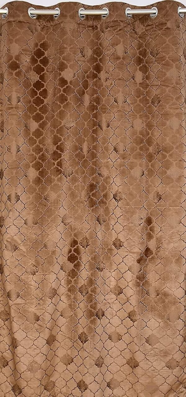 Elegant Beige Velvet Room Darkening Curtains for Living and Bedroom Spaces - Image 4