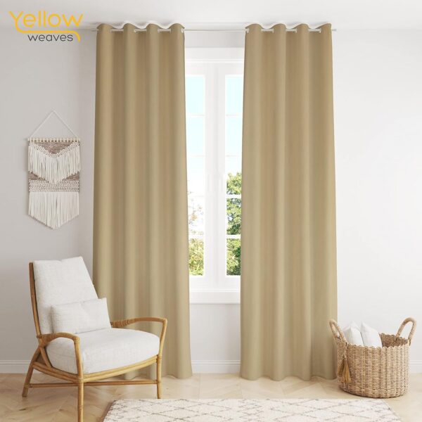 Stylish Beige Blackout Door Curtains - 7 Feet, Pack of 2 - Image 7