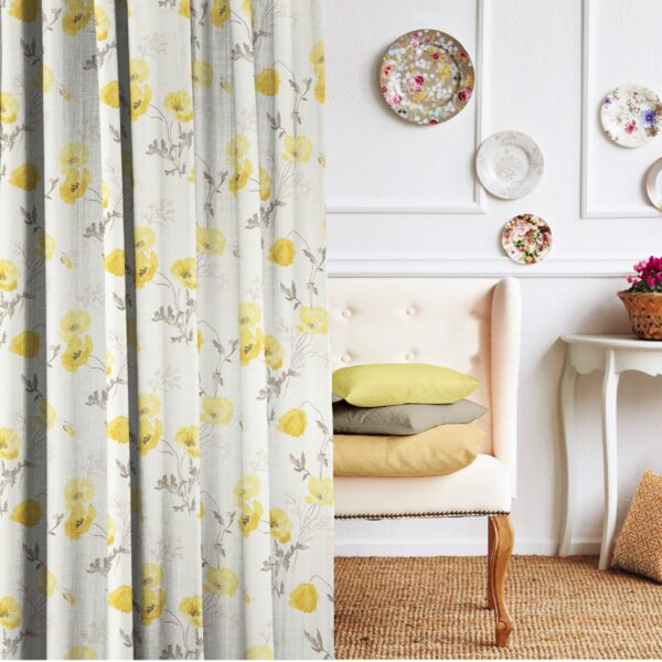 Elegant Floral Ombre Room Darkening Curtains Set of 4 in Yellow Cream - Image 3