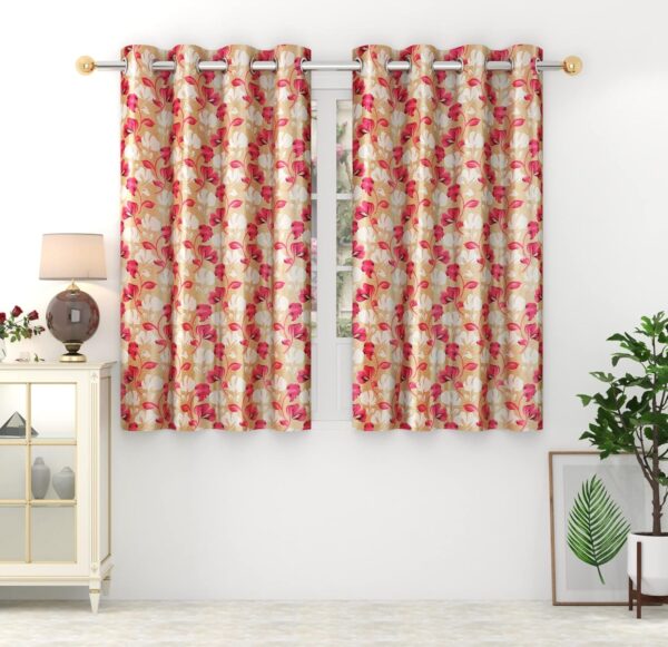 Elegant Pink Floral Eyelet Curtains for Stylish Home Decor - 5 Feet Long - Image 2