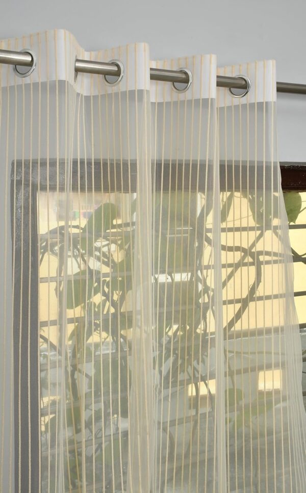 Elegant Beige Polyester Door Curtains - 2 Piece Sheer Strips for Home Decor - Image 2