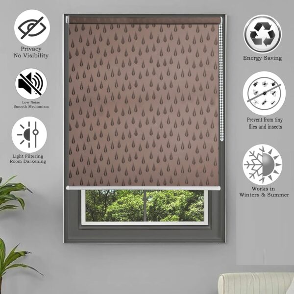 Elegant Coffee Leaf Design Semi Blackout Roller Blinds for Home and Office - Image 3