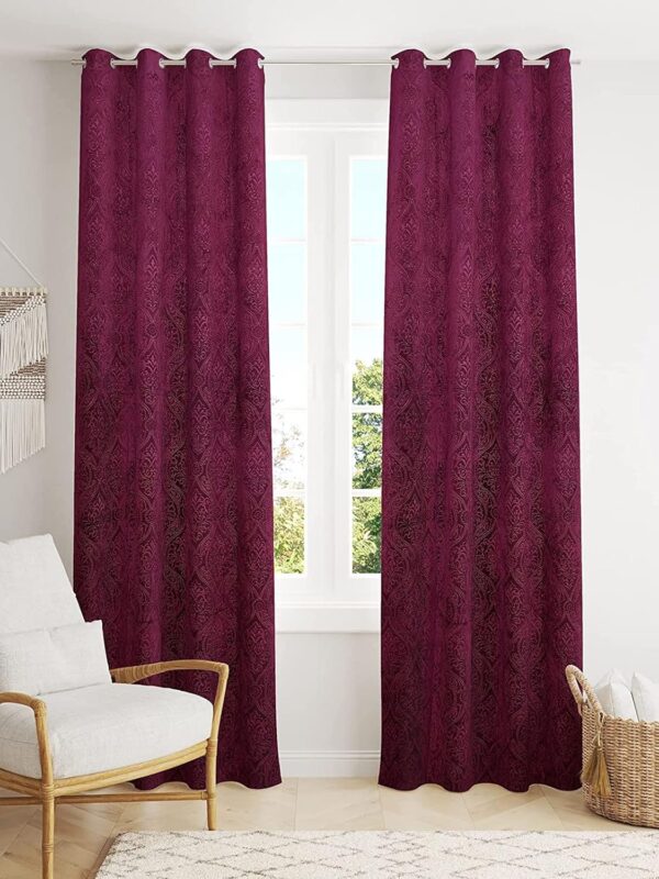 Premium Velvet Room Darkening Suede Curtains in Wine for Elegant Spaces - Image 2