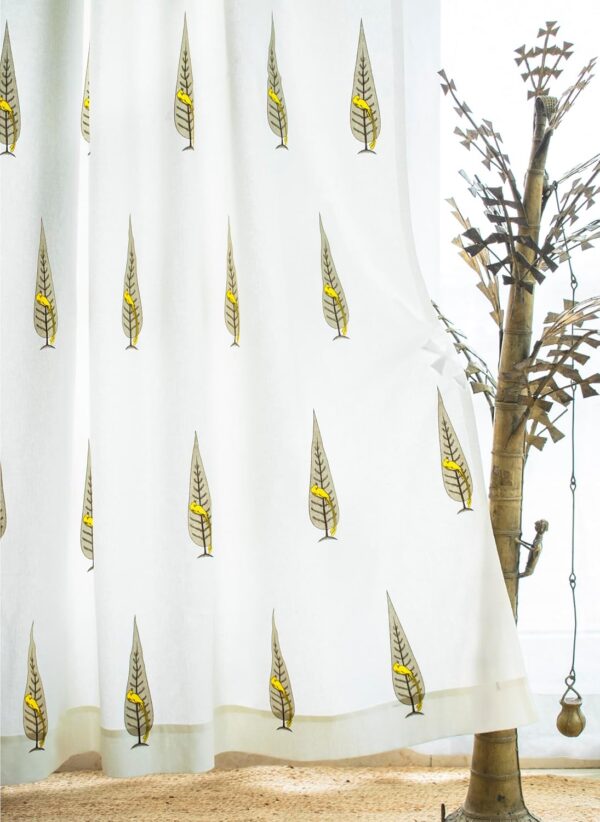 Stylish 100% Cotton Room Darkening Curtains with Ethnic Bird Print - Image 2