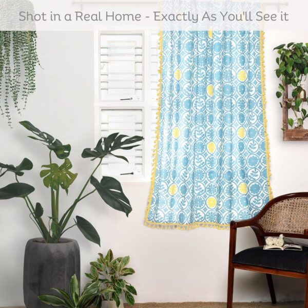 Bohemian Tasseled Geometric Print Cotton Curtains for Cozy Room Darkening - Image 3