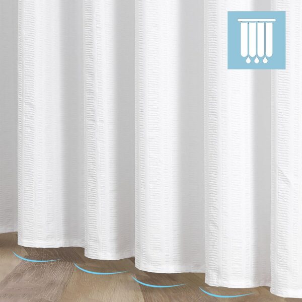 Extra Long White Shower Curtain 96 Inches with Embossed Texture for Bathrooms - Image 5