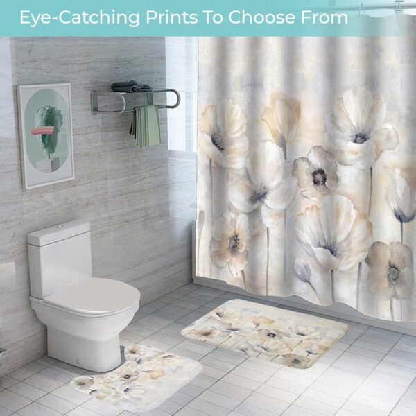 Vibrant 3pc Shower Curtain & Bath Mat Set for Stylish Bathrooms - Image 5