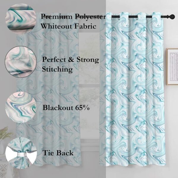 Sea-Blue Polyester Marble Design Door Curtains for Modern Living Spaces - Image 5