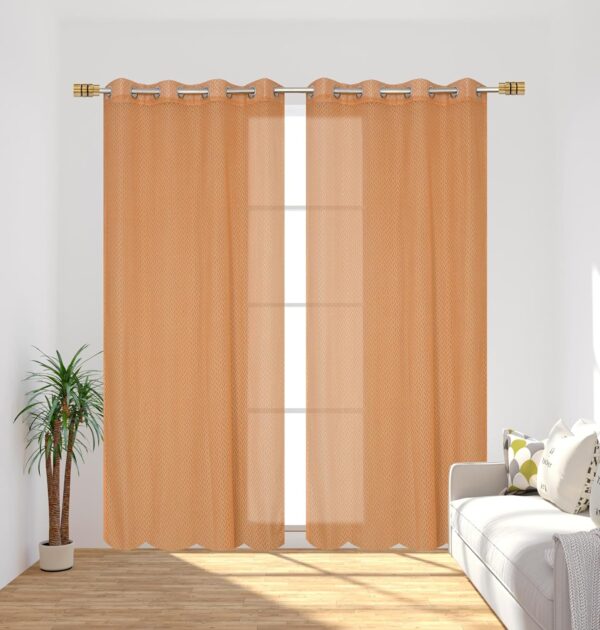 Stylish 11ft Gold Polyester Sheer Curtains for Living Room and Bedroom - Image 5