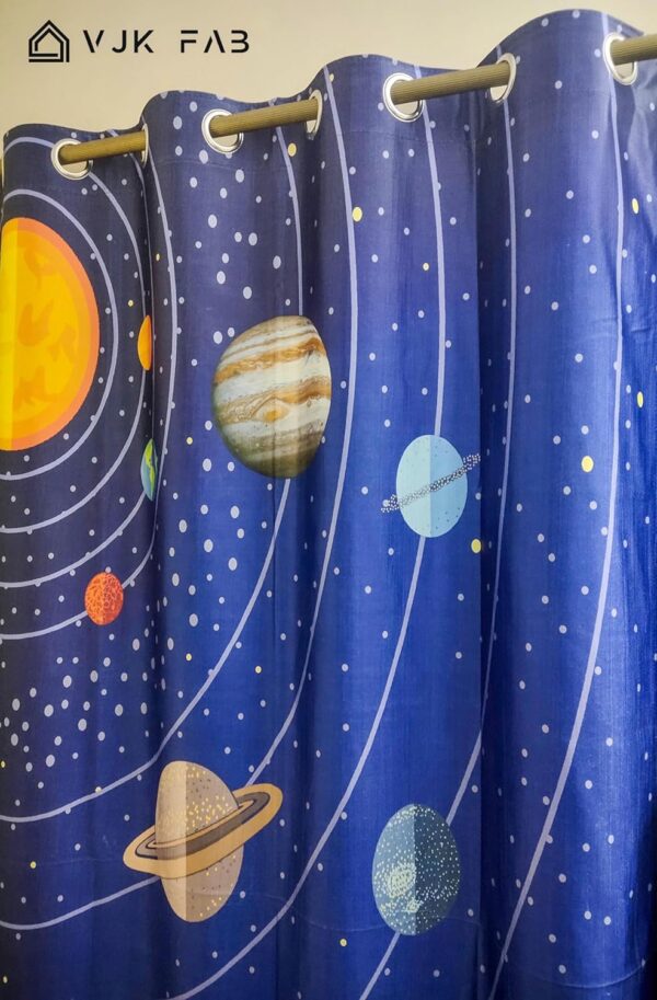 VJK FAB Space Theme Curtains for Kids Room - Planets Design Set of 2 - Image 2