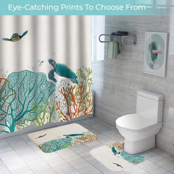 Turtle Tide Shower Curtain Set: Stylish, Non-Slip, and Mold Resistant - Image 5