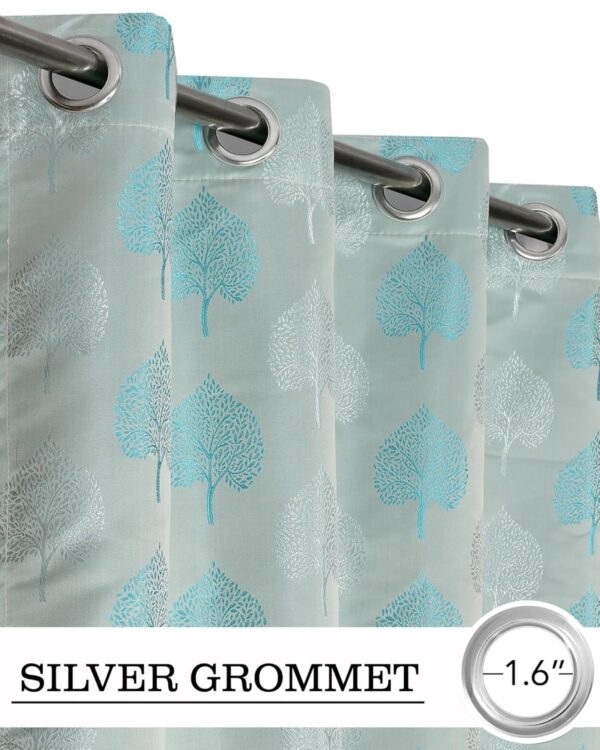 Elegant Aqua Betel Leaf Curtains for Home | 8 Feet Semi Blackout Design - Image 2