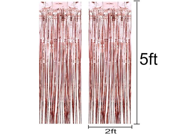 Rose Gold Foil Wall Curtains - Adjustable 2Ft x 5Ft, Pack of 2 - Image 2