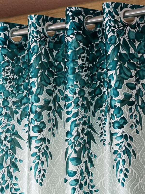 Turquoise Green Sunflower Eyelet Door Curtains - 2 Pieces, 7 Feet Long - Image 2