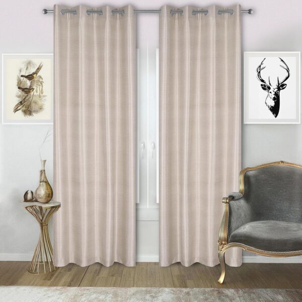 Brown Solid Texture Door Curtains - 8 Feet Room Darkening Thermal Drapes - Image 2