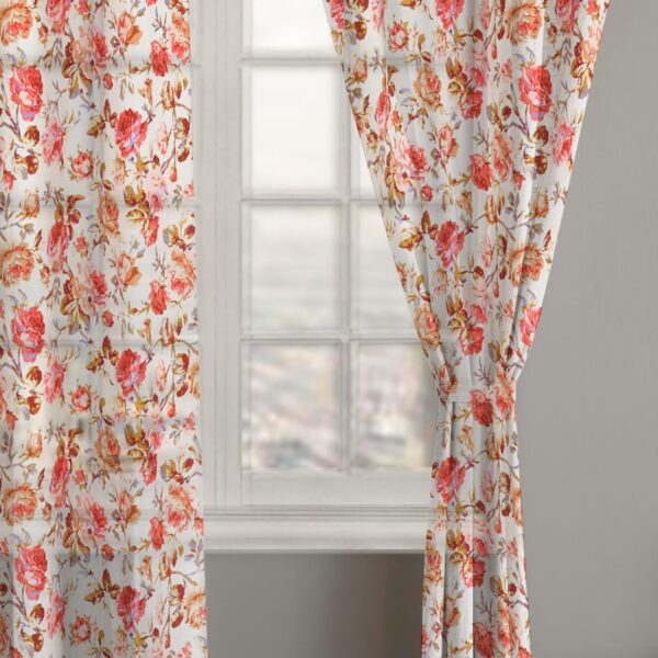 Beautiful Red Rose Tulip Sheer Curtains - Set of 2, 6.5 Feet Long - Image 4