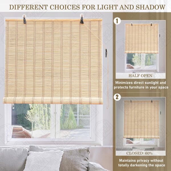 Bamboo Curtains for Windows - Stylish Roll-Up Shades for Sunlight Protection - Image 4