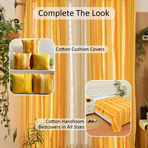 Stylish RANGBHAR Cotton Semi Sheer Curtains for Doors - Set of 2 - Image 4