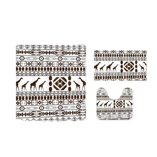 Stylish 3pc Black-White Shower Curtain & Non-Slip Bath Mat Set - Image 2