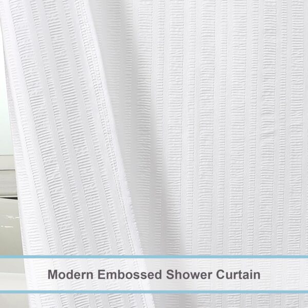 Extra Long White Shower Curtain 96 Inches with Embossed Texture for Bathrooms - Image 4