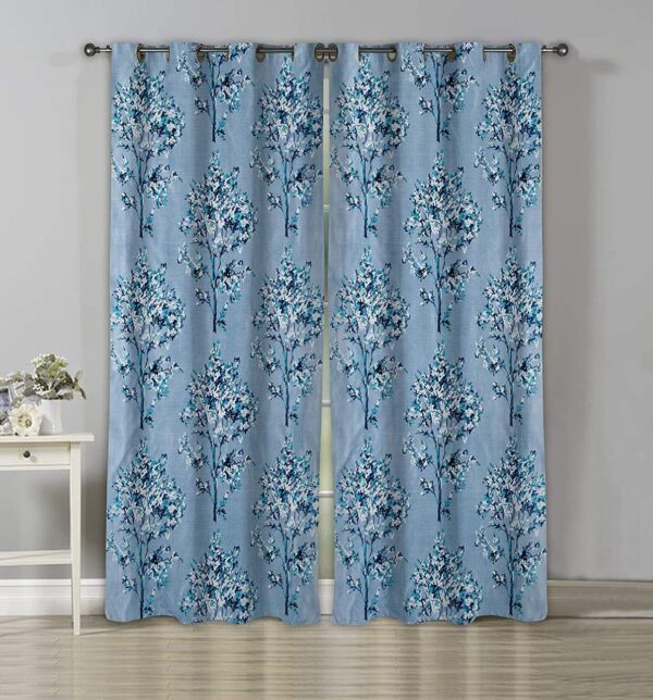 Aqua Polyester Room Darkening Curtains Set for Bedroom and Living Room - Image 3