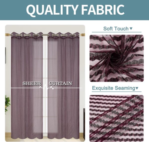 Elegant 8-Foot Sheer Curtains for Doors and Windows - Light Filtering Design - Image 3