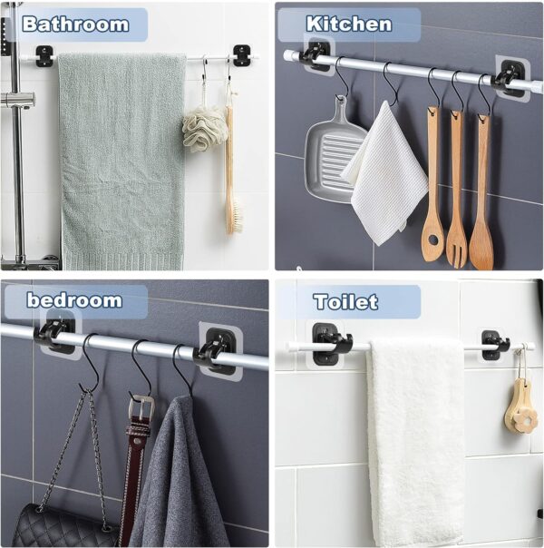 Self-Adhesive Curtain Rod Holder: Easy Install, No Drill, Adjustable Hooks - Image 7