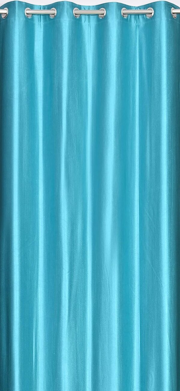 Aqua Blue Polyester Feather Printed Curtains Set for Living Room & Bedroom - Image 3