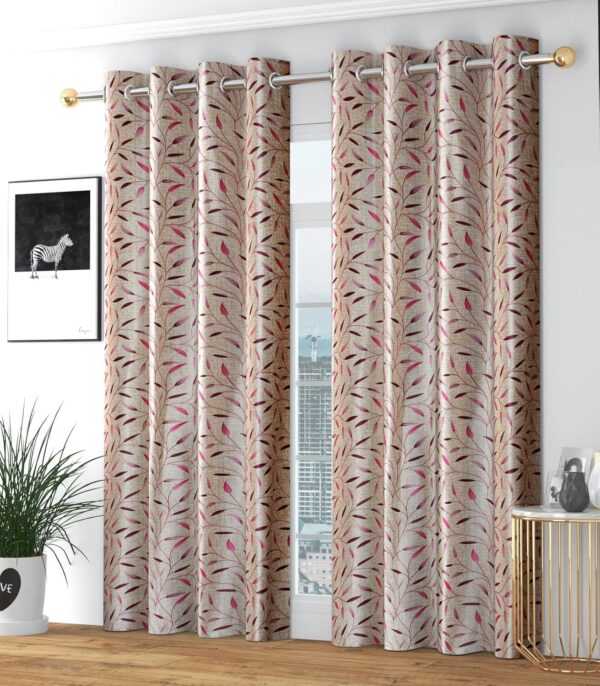 Elegant Maroon Polyester Grommet Curtains - Washable, 9 Feet, Pack of 2 - Image 2