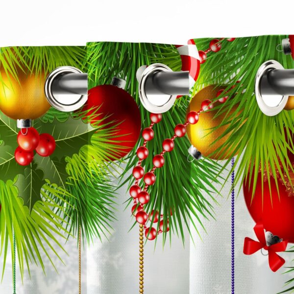 Multicolor Long Crush Window Curtains for Festive Christmas Decor - 7 ft Set - Image 3