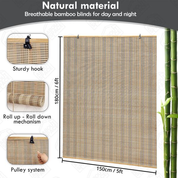 Bamboo Roll-Up Curtains for Sunlight Protection in Hotels and Restaurants - Image 2