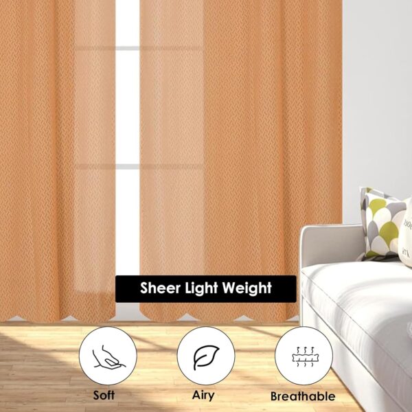 Stylish 11ft Gold Polyester Sheer Curtains for Living Room and Bedroom - Image 3