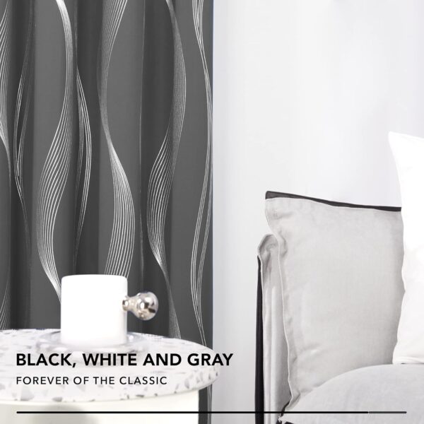 Deconovo Blackout Curtains: Stylish Dark Grey Thermal Insulated Drapes for Bedrooms - Image 4