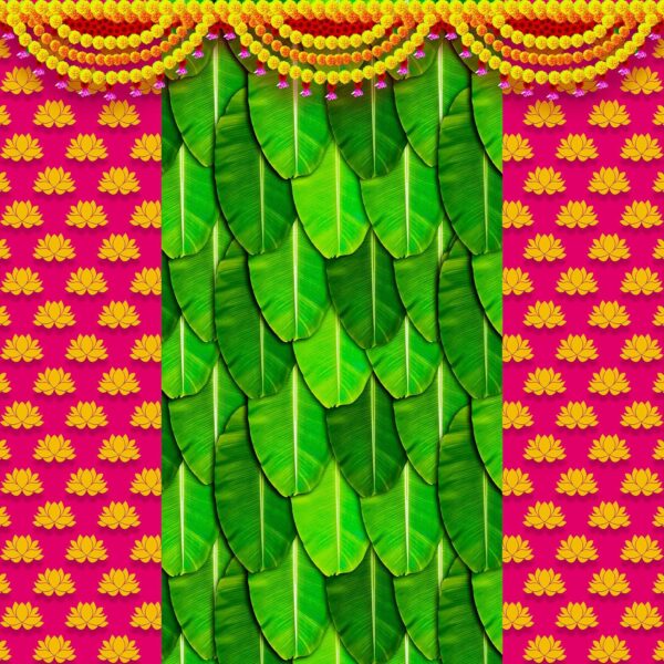 Dhara Banana Leaf Backdrop Cloth for Pooja and Festival Celebrations - Image 4