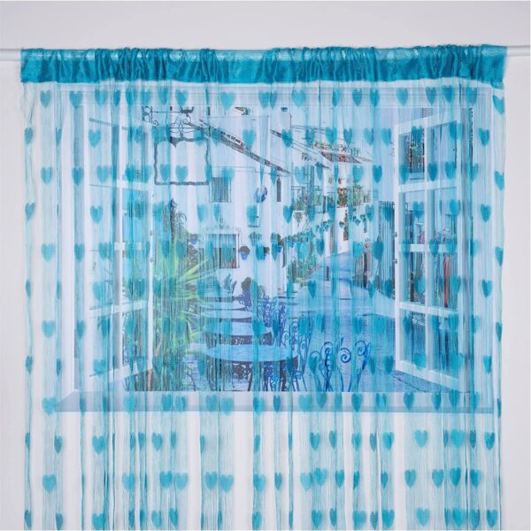 Elegant Aqua Heart String Curtains: Modern 2-Piece Polyester Home Decor - Image 4