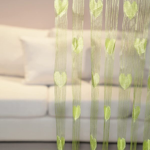 Decorative Green Heart Curtain: Stylish Semi-Sheer Rod Pocket for Rooms - Image 4