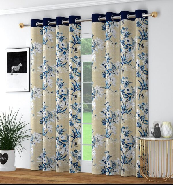 Floral Leaf Texture Window Curtains - 5 Feet Long Grommet Drapes Set - Image 5