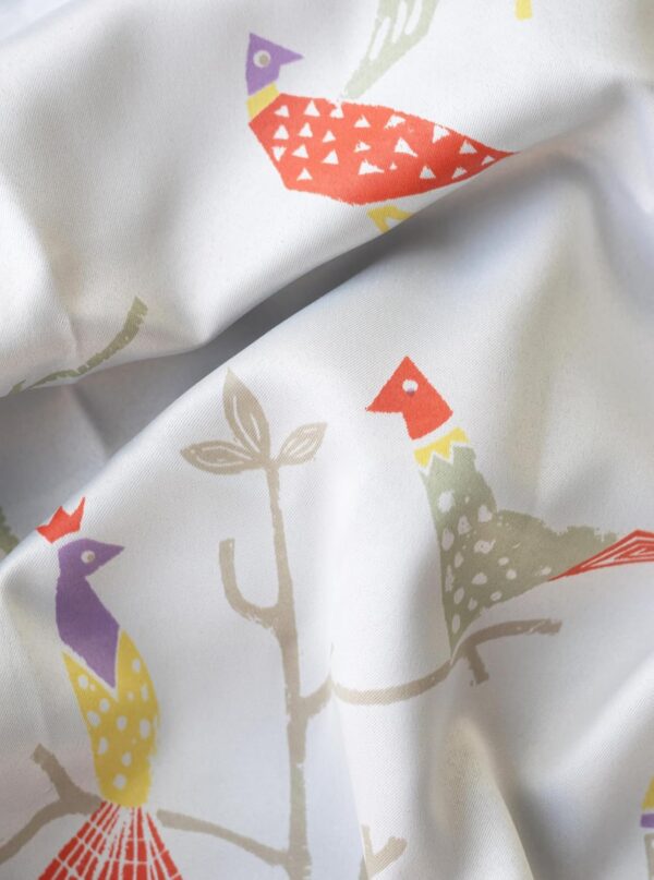Tranquebar 80% Blackout Bird Print Door Curtains in Grey - 7 Feet Long - Image 5