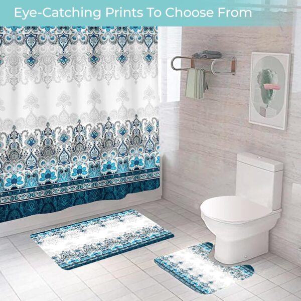 Vibrant 3-Piece Shower Curtain & Bath Mat Set for Modern Bathrooms - Image 5