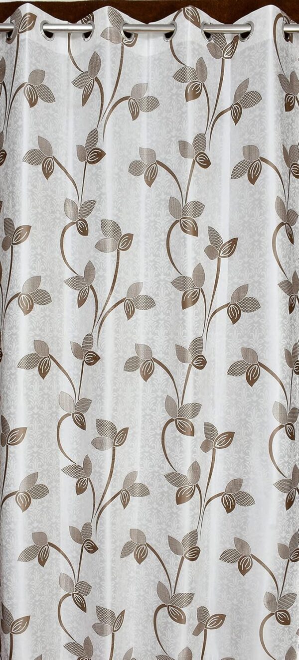 Premium Floral Printed Curtains for Long Doors - Set of 2 in Coffee - Image 3