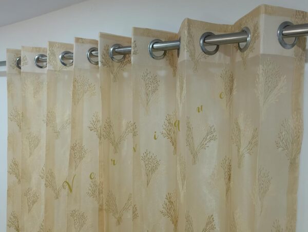 Elegant Golden Tree Design Door Curtains - Premium 9ft Sheer Foil Print Set - Image 3