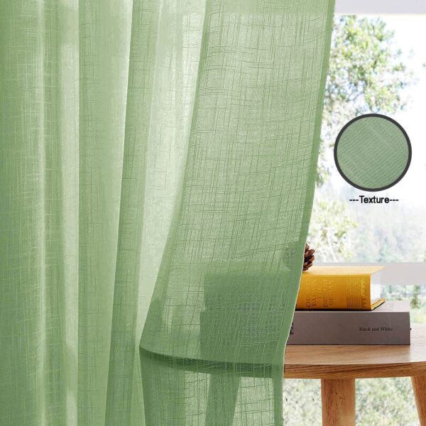 Elegant Mint Green Sheer Curtains - Lightweight Cotton Window Panels Set of 2 - Image 4