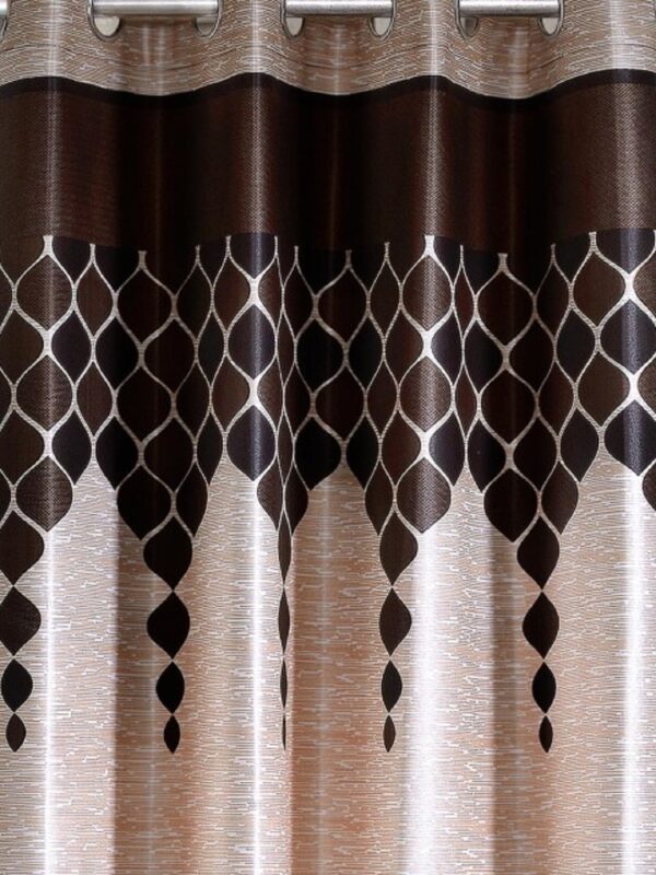 Stylish Brown Geometric Semi-Sheer Curtains for Your Home - 8 Feet Long - Image 2