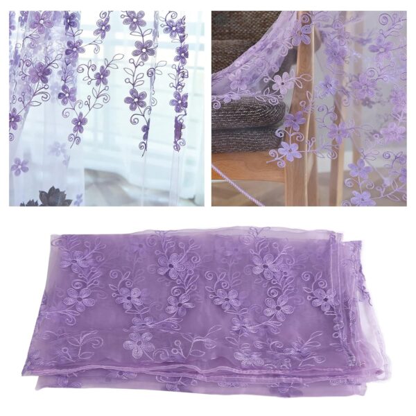 Beautiful Purple Floral Voile Curtains for Bedrooms, Weddings, and Living Rooms - Image 4