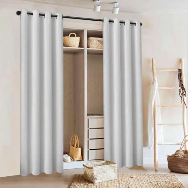 Portable Soundproof Curtain for Bedroom Doorway - Ash White Sliding Cover - Image 2