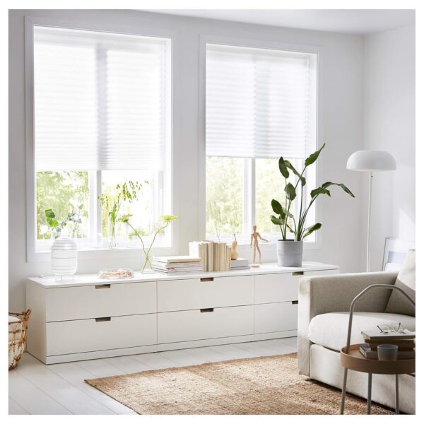 Ikea Polyester Haren Pleated Blind: Stylish White Window Covering (90x190 cm) - Image 2