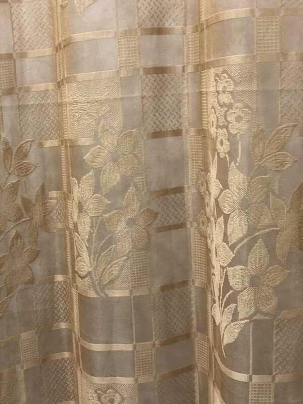 Elegant Floral Eyelet Curtains - Brown Semi Sheer Grommet Drapes for Doors - Image 3