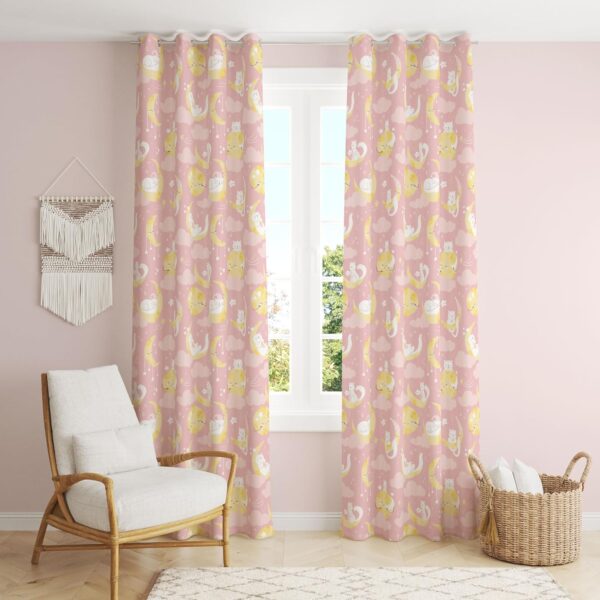 Cute Cloud and Star Curtains for Kids' Rooms - 2 Panels, 4x5 Feet - Image 2